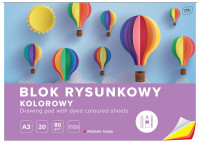 Blok rysunkowy A3, kolorowy, 80g, 20 kartek, Interdruk